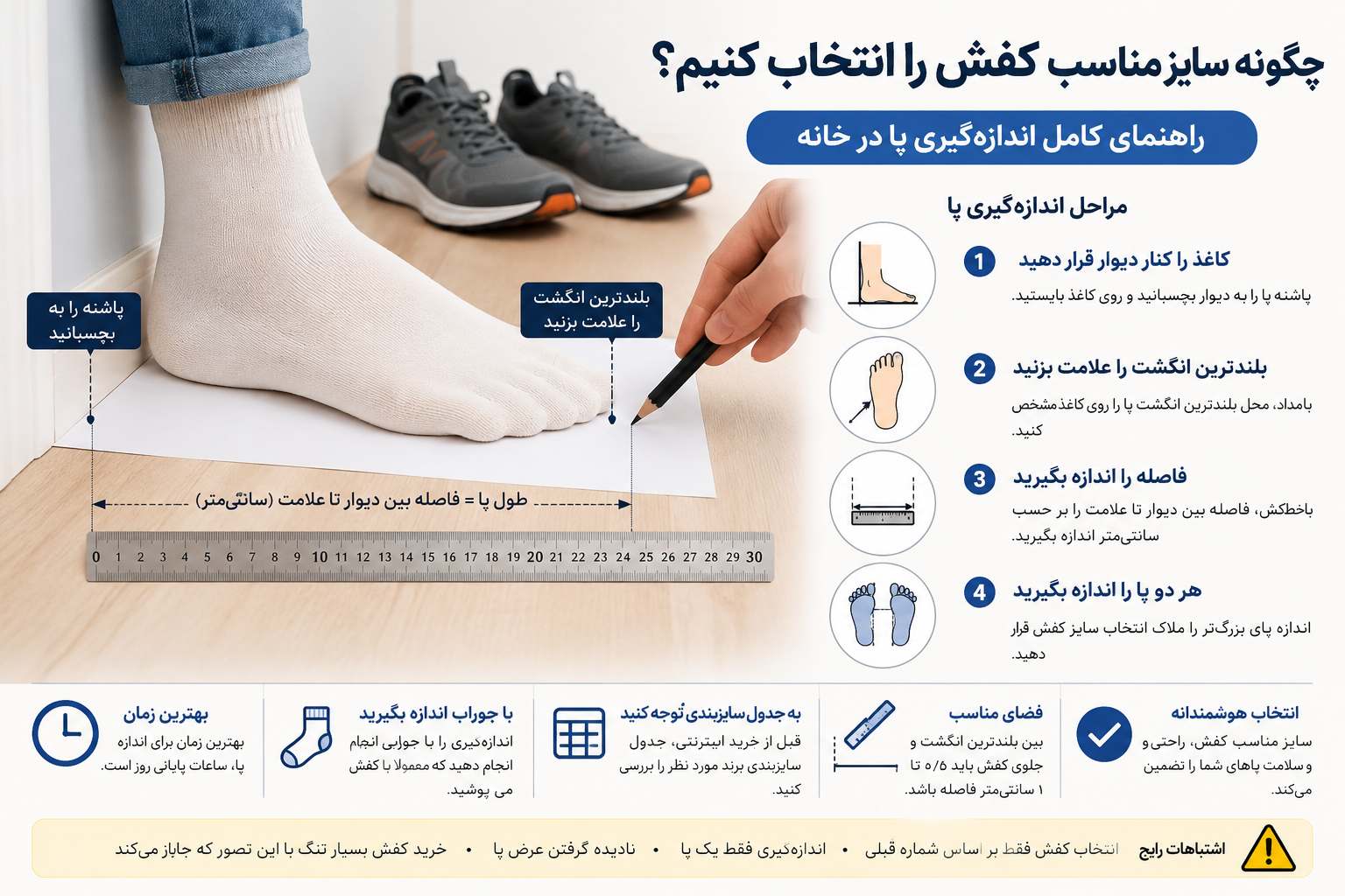 چگونه سایز مناسب کفش را انتخاب کنیم